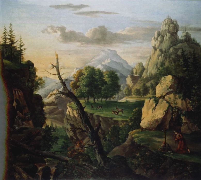 tableau : Paysage avec sainte Madeleine - © Ministère de la Culture (France), Direction Régionale des Affaires Culturelles de Bourgogne-Franche-Comté – Tous droits réservés 