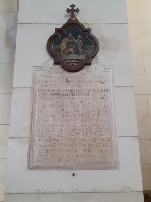 Plaque funéraire de Claude Colin (+1748) et d'Anne Regnard, sa femme (+1738)