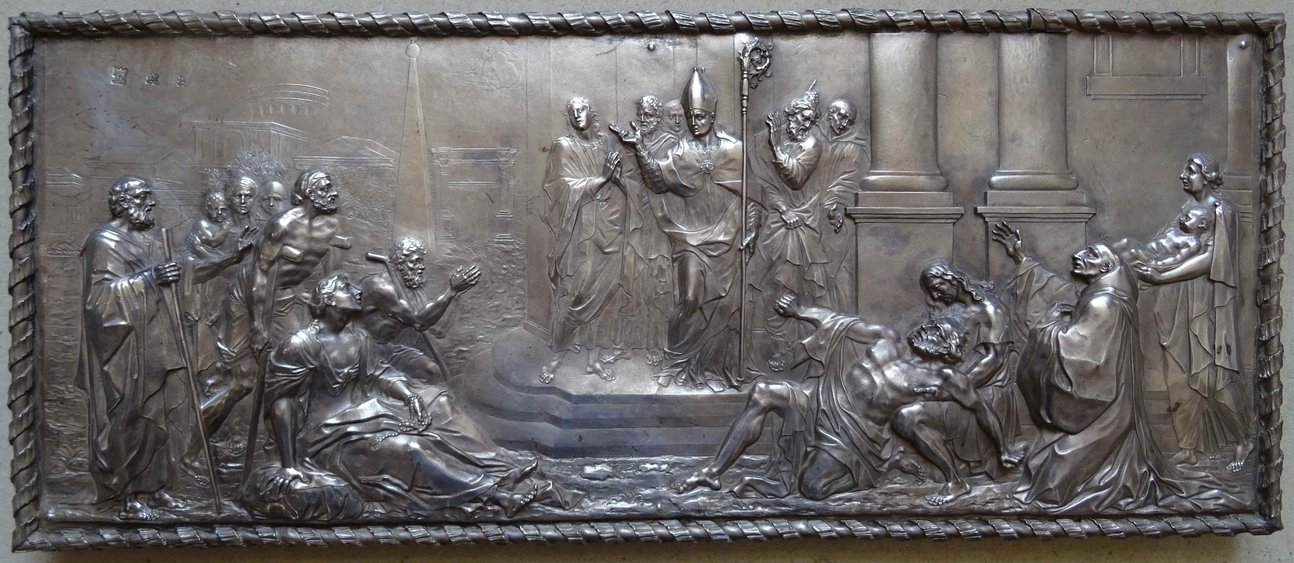 bas-relief : Saint Loup guérit les malades - © Ministère de la Culture (France), Direction Régionale des Affaires Culturelles de Bourgogne-Franche-Comté – Tous droits réservés