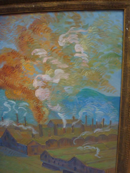 tableau d’une cour du Creusot, détail - © Ministère de la Culture (France), Direction Régionale des Affaires Culturelles de Bourgogne-Franche-Comté ; Académie François Bourdon – Tous droits réservés
