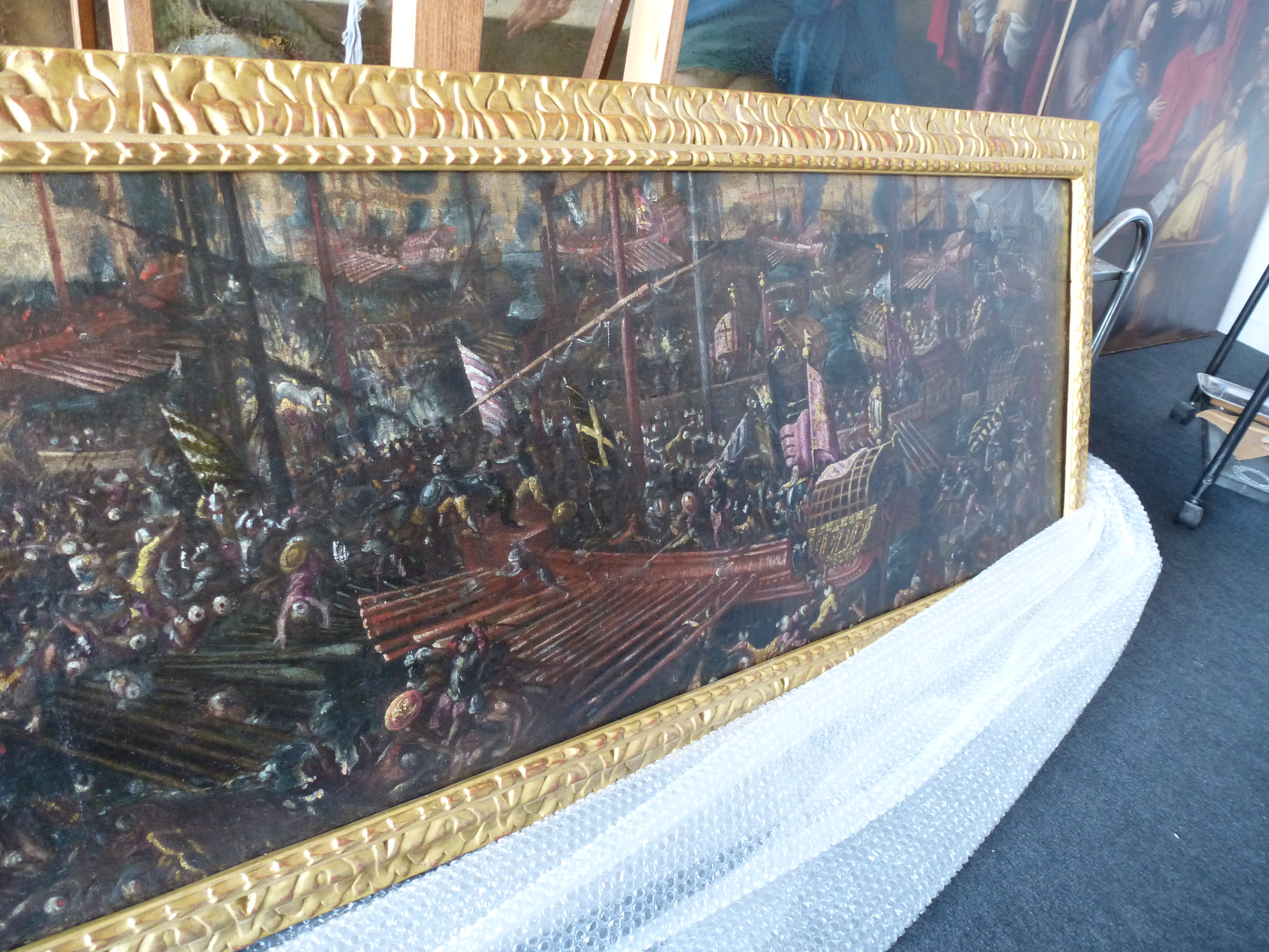 tableau et son cadre : Bataille de Lépante, partie droite