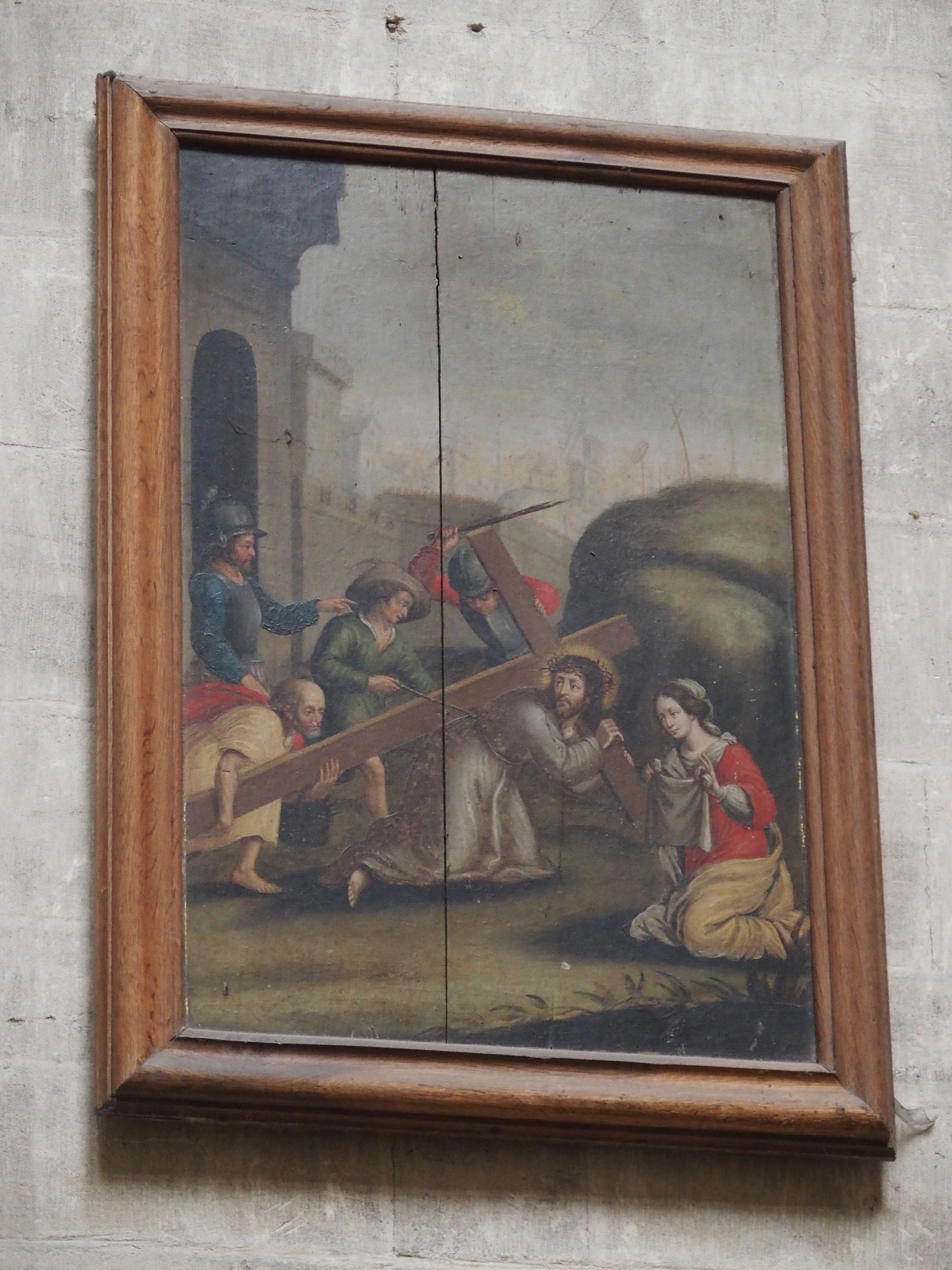 tableau : La Montée au Calvaire, avant restauration