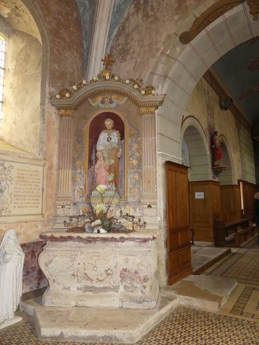 autel latéral nord, retable, groupe sculpté : Saint Joseph et l'Enfant