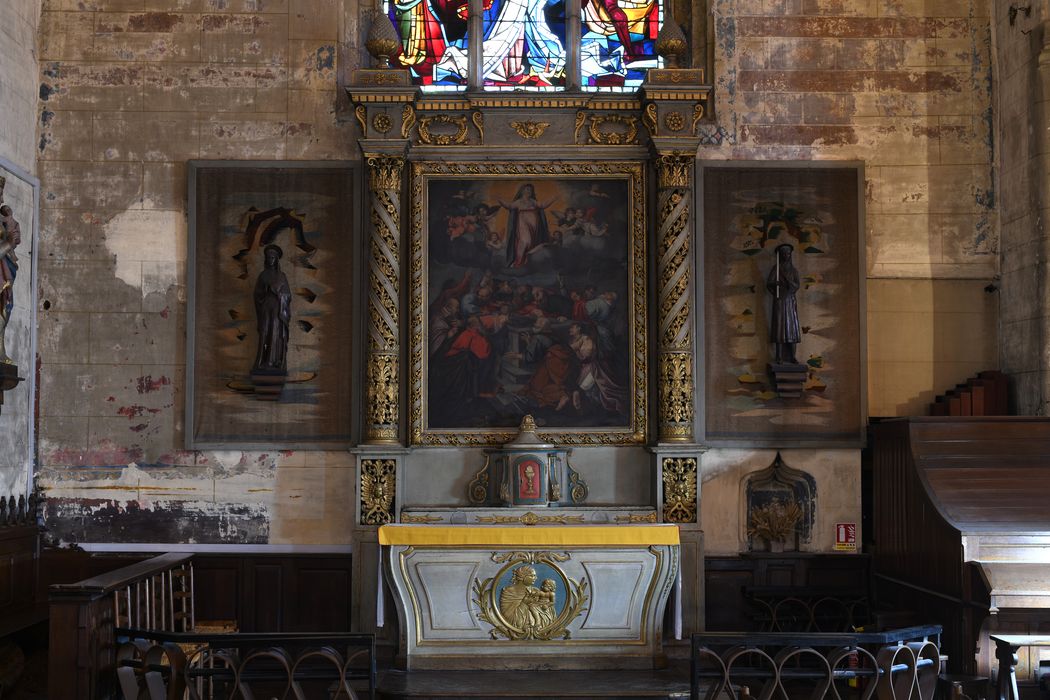 autel, retable latéral nord, tableau : Ascension de la Vierge - © Ministère de la Culture (France), Direction Régionale des Affaires Culturelles de Normandie – Tous droits réservés 