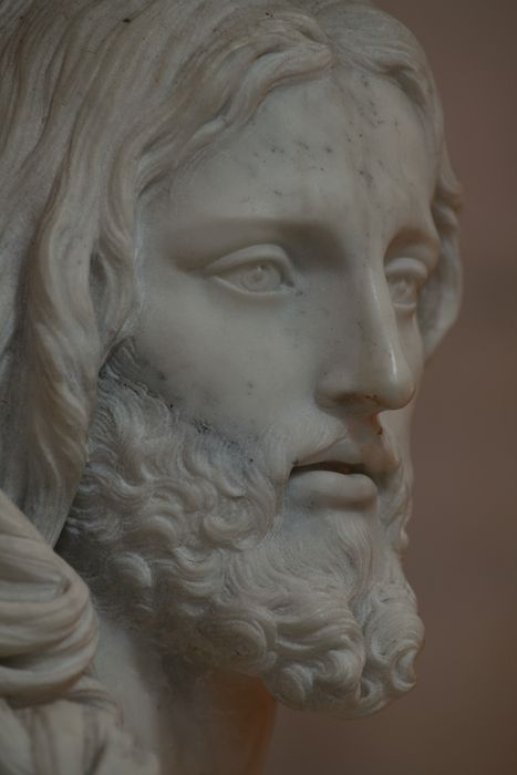 buste : Christ ou Salvator Mundi ou Sauveur, détail du visage de trois-quarts