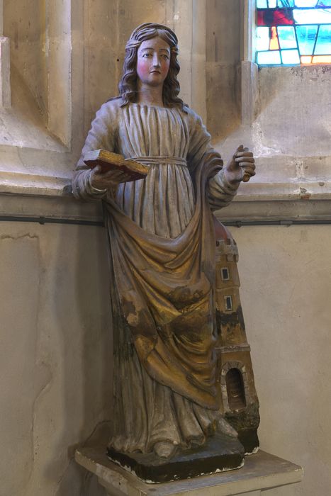 statue : Sainte Barbe - © Ministère de la Culture (France), Direction Régionale des Affaires Culturelles de Normandie – Tous droits réservés 