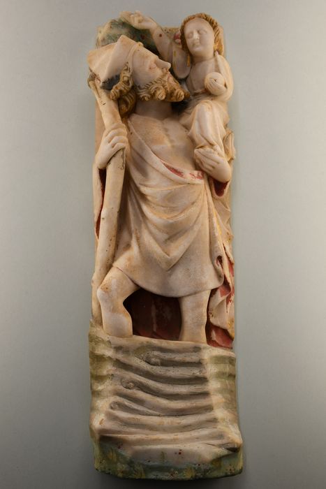 retable des vies de la Vierge et de saint Georges dit aussi retable du maître-autel, détail d’une statuette : Saint Christophe