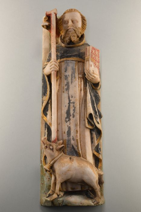 retable des vies de la Vierge et de saint Georges dit aussi retable du maître-autel, détail d’une statuette : Saint Antoine