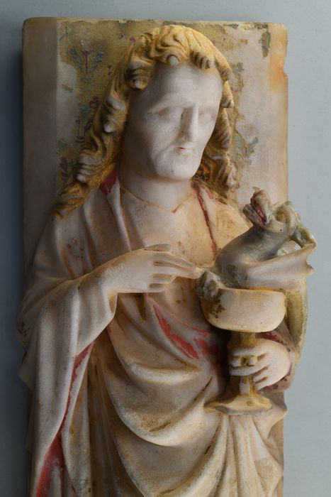 retable des vies de la Vierge et de saint Georges dit aussi retable du maître-autel, statuette : Saint Jean l’évangéliste, détail