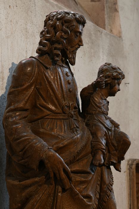 groupe sculpté : Saint Joseph et l'Enfant Jésus, vue partielle