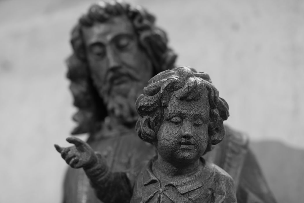 groupe sculpté : Saint Joseph et l'Enfant Jésus, détail