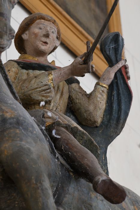 groupe sculpté équestre : Charité de saint Martin, vue partielle