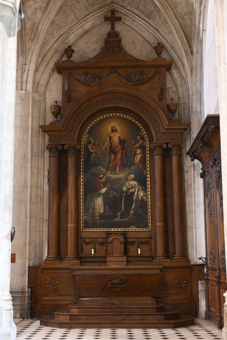 autel, retable latéral sud, tableau : Adoration du Christ - © Ministère de la Culture (France), Direction Régionale des Affaires Culturelles de Normandie – Tous droits réservés 