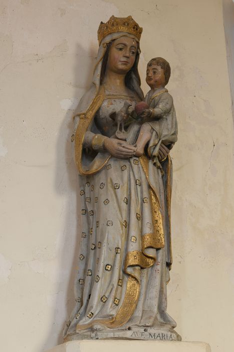 statue : Vierge à l'Enfant à l'oiseau