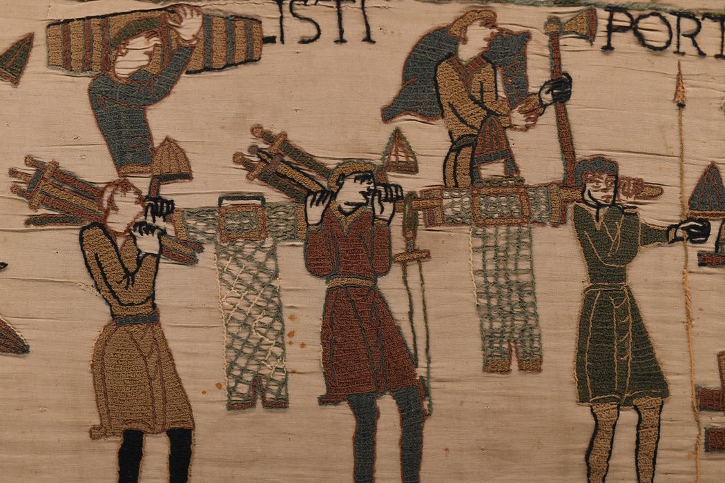 pièce murale (broderie), dite de la reine Mathilde connue sous le nom de Tapisserie de Bayeux, détail