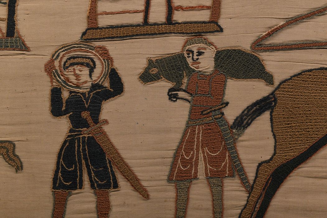 pièce murale (broderie), dite de la reine Mathilde connue sous le nom de Tapisserie de Bayeux, détail