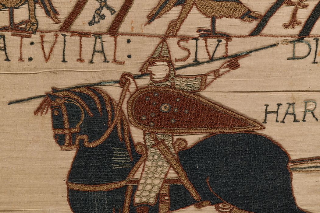 pièce murale (broderie), dite de la reine Mathilde connue sous le nom de Tapisserie de Bayeux, détail