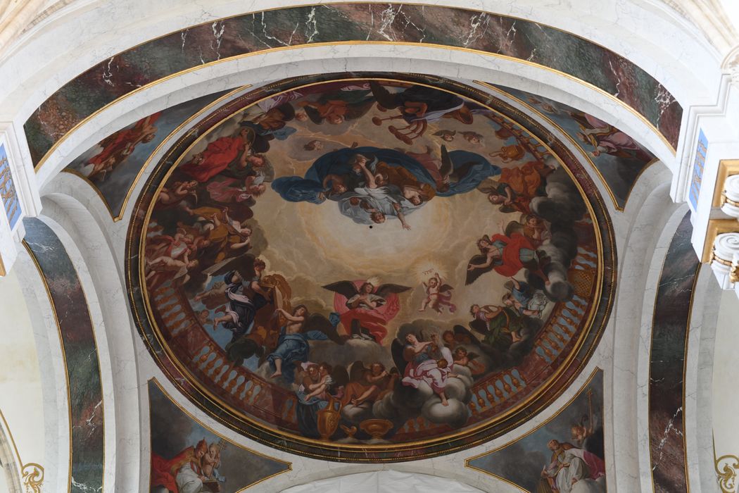 église abbatiale, coupole de la croisée du transept : Dieu le Père entouré d'anges