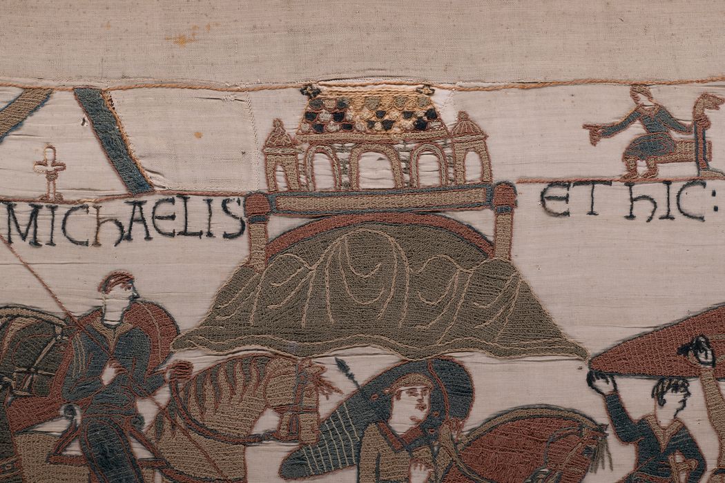 pièce murale (broderie), dite de la reine Mathilde connue sous le nom de Tapisserie de Bayeux, détail