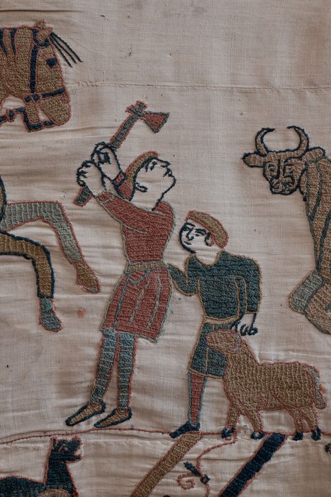 pièce murale (broderie), dite de la reine Mathilde connue sous le nom de Tapisserie de Bayeux, détail