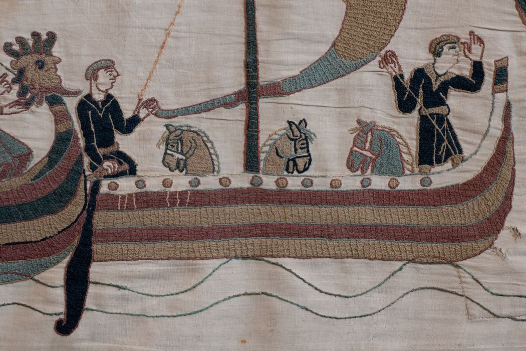 pièce murale (broderie), dite de la reine Mathilde connue sous le nom de Tapisserie de Bayeux, détail