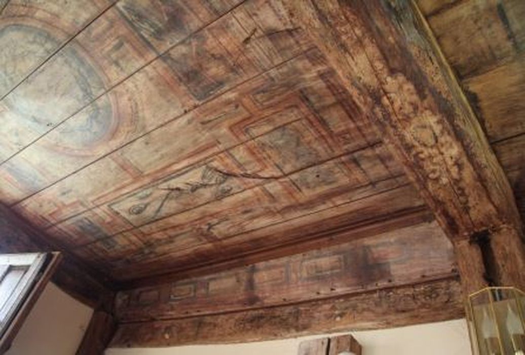 oratoire, vue partielle du plafond lambrissé