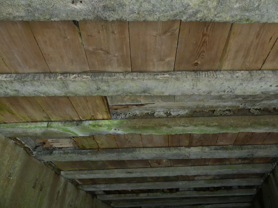 garage en ski, détail de l’entrée (béton et coffrage bois)