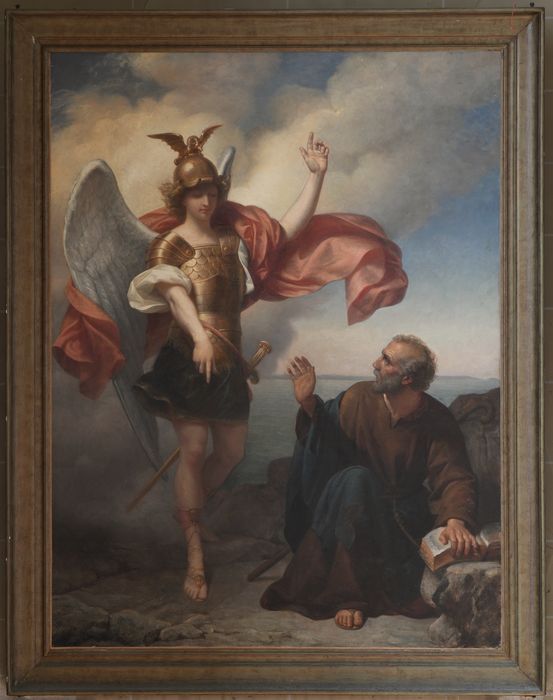 Tableau et son cadre : Apparition de saint Michel à saint Aubert