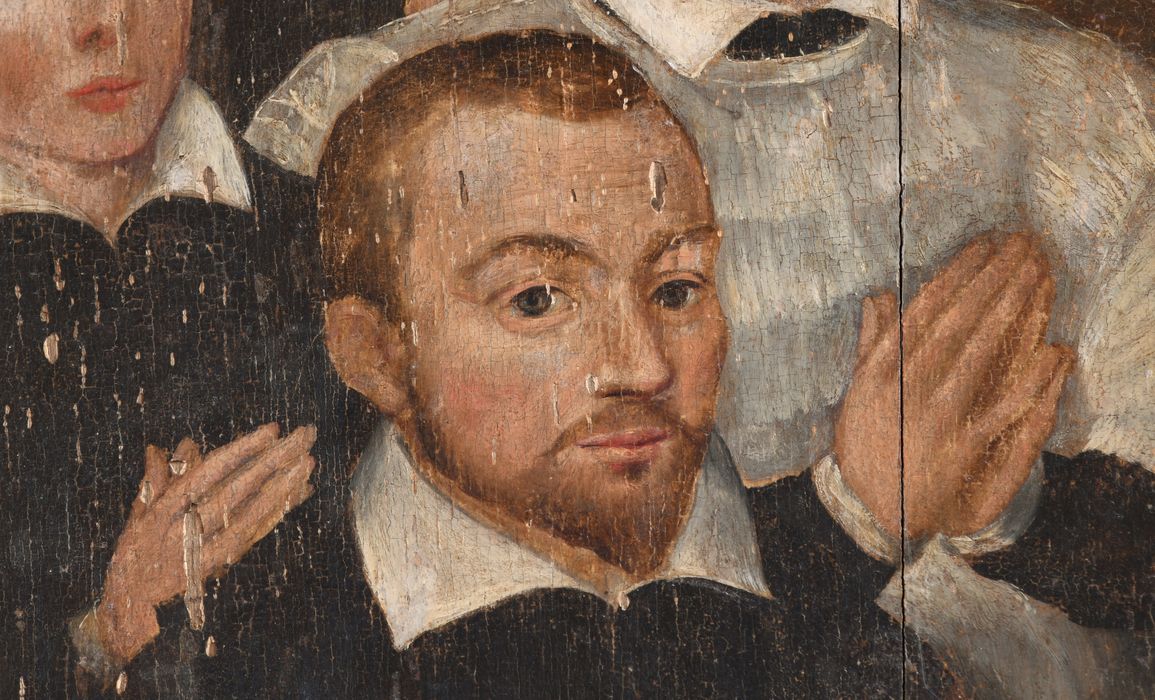 tableau (panneau peint) : Christ en croix, détail