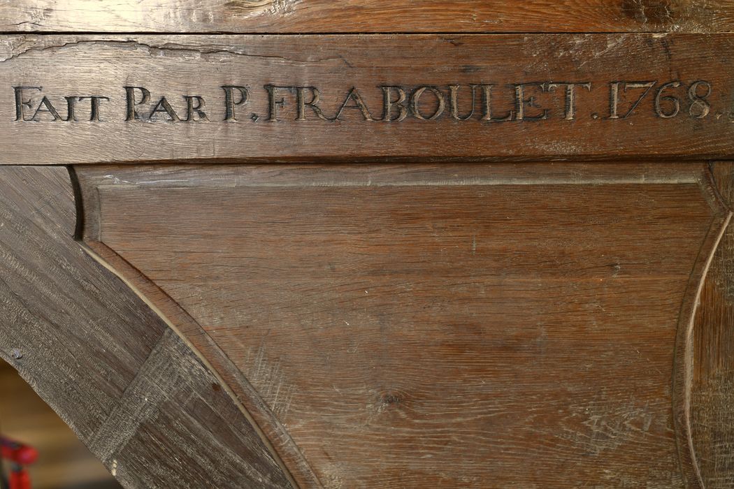 chaire à prêcher, détail de la signature