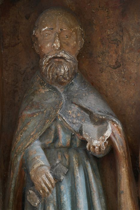 bas-relief : Le Christ entouré des douze apôtres, détail d’une statuette (saint Pierre)