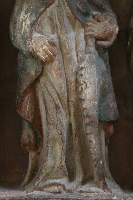bas-relief : Le Christ entouré des douze apôtres, détail d’une statuette (saint Simon)