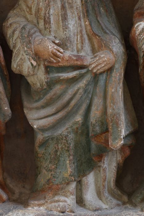 bas-relief : Le Christ entouré des douze apôtres, détail d’une statuette