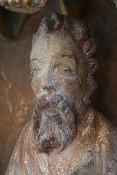 bas-relief : Le Christ entouré des douze apôtres, détail d’une statuette