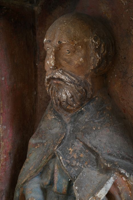 bas-relief : Le Christ entouré des douze apôtres, détail d’une statuette
