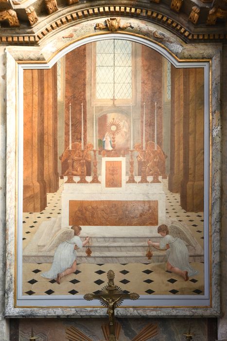 Tableau du retable latéral nord : Deux anges en adoration