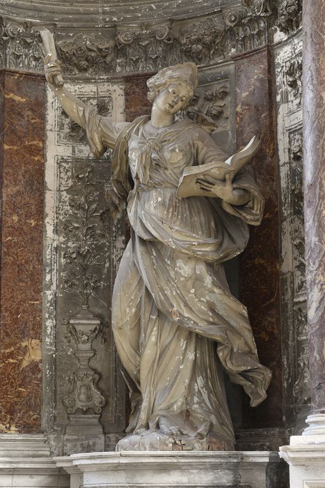 Autel, retable, lambris de revêtement et statue : sainte Cécile (chapelle Sainte-Cécile)