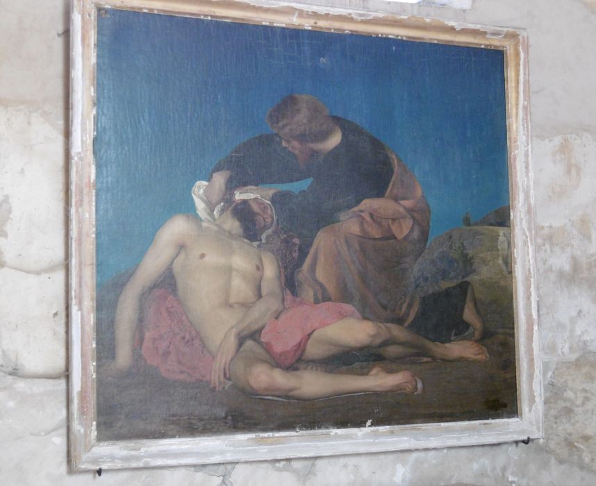 Tableau avec son cadre : Le bon Samaritain