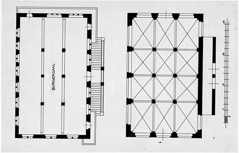 Plan de l'étage et plan du voûtement.