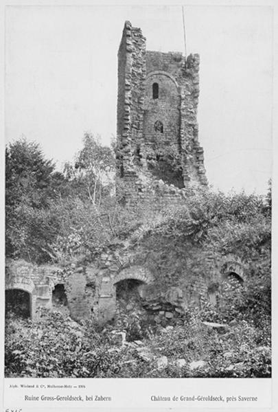 Donjon, vue d'ensemble depuis le logis seigneurial.