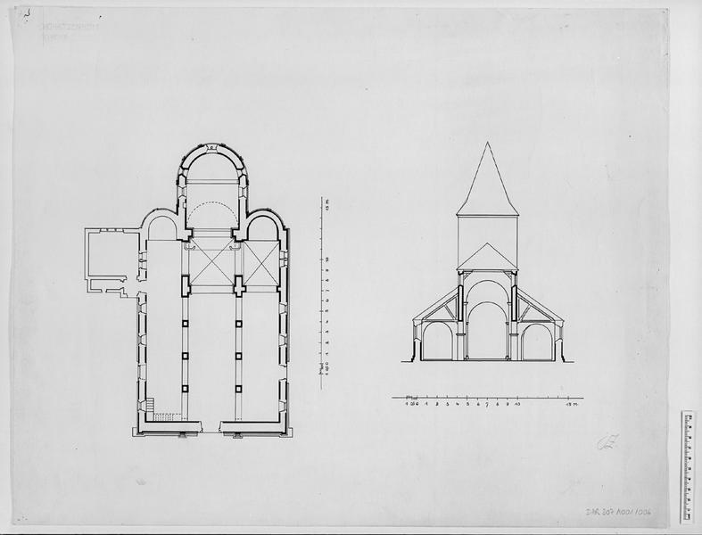 Plan et coupe transversale.