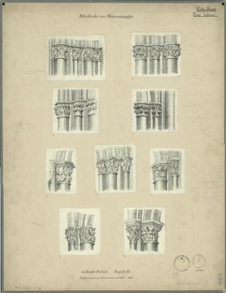 Chapiteaux des travées gothiques et des voûtes de la nef.