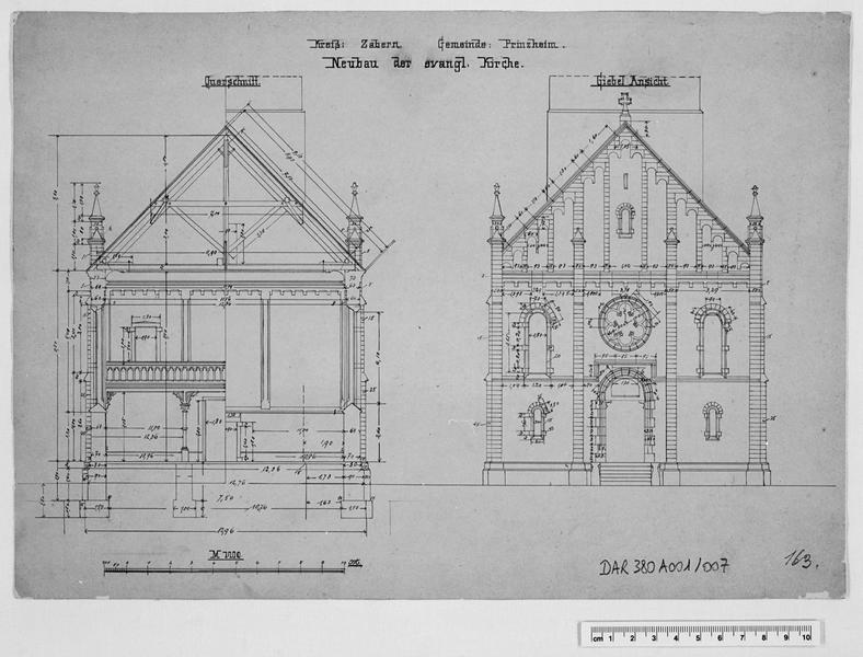 Façade occidentale, coupe transversale.