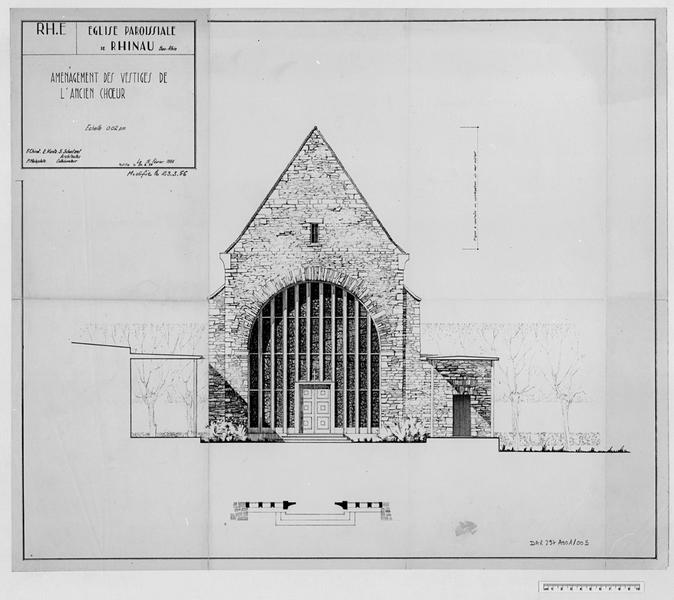 Aménagement des vestiges de l'ancien choeur : élévation.