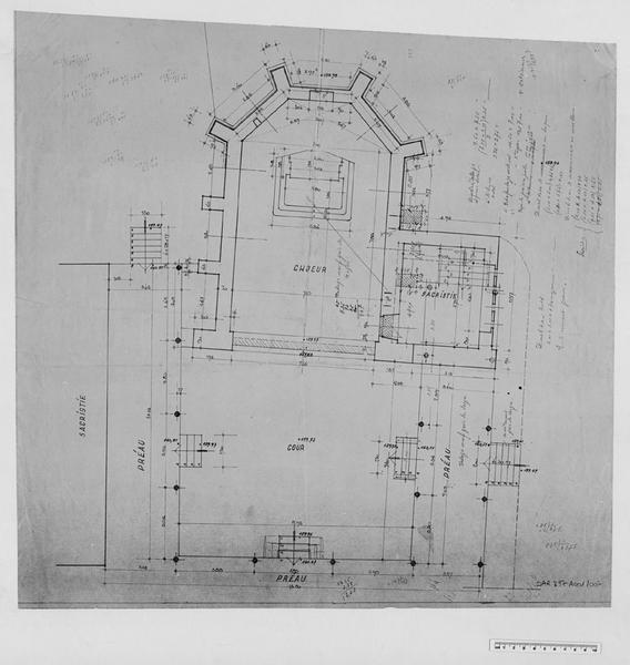 Plan : choeur et sacristie.