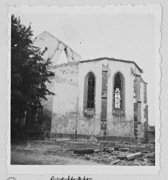 Chevet, vue d'ensemble depuis le sud (état après bombardement).