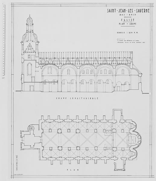 Plan et coupe longitudinale ouest-est.