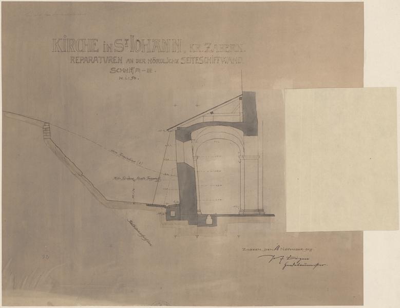 Rénovation d'une travée de l'un des collatéraux: coupe.