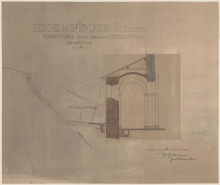 Rénovation d'une travée de l'un des collatéraux: coupe.