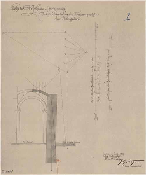 Détail d'une travée de l'un des collatéraux, coupe.